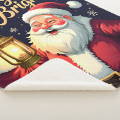 Couverture Sherpa Merry Bright Santa Holding Lantern Illustration (3/4)