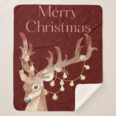 Couverture Sherpa Merry Christmas Deer Sherpa Blanket (Devant)