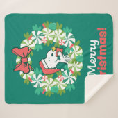 Couverture Sherpa Merry Christmas Peppermenthe Holiday Wreath (Devant (Horizontal))