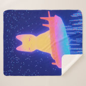 Couverture Sherpa Merveilleux chat dans le vaisseau spatial arc-en-c (Devant (Horizontal))