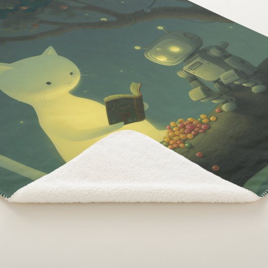 Couverture Sherpa Merveilleux chat et petit robot Sherpa Blanket (3/4)