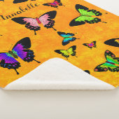 Couverture Sherpa Merveilleux Papillons Vivid avec nom Personnaliser (3/4)
