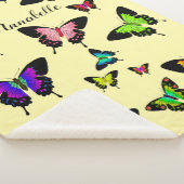 Couverture Sherpa Merveilleux Papillons Vivid avec nom Personnaliser (3/4)