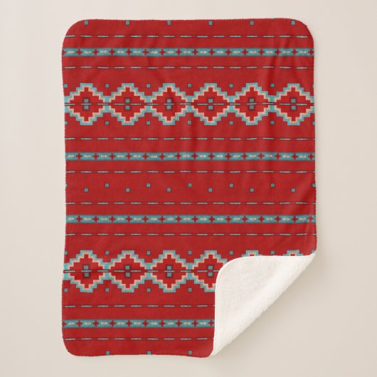 Couverture Sherpa Mesas Sud-Ouest Rouge & Turquoise Petite (Devant)