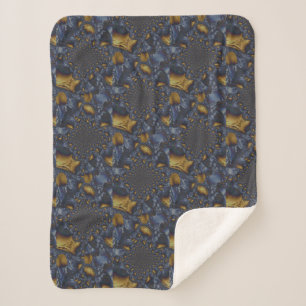 Couverture Sherpa Métal Moulé or et argent bleu