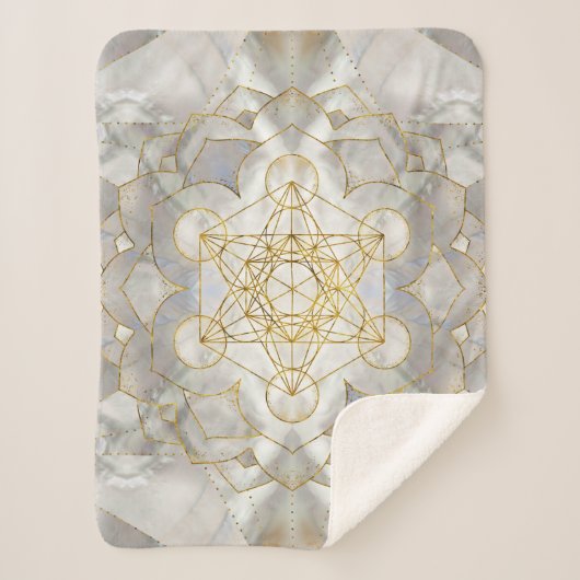 Couverture Sherpa Métatron's Cube in lotus Sacred Geometry (Devant)