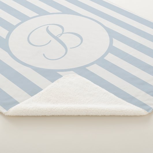 Couverture Sherpa Mi bleu rayé hors Monogramme blanc (3/4)