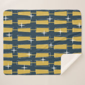 Couverture Sherpa Mi-siècle Blocs atomiques modernes Marine, moutard (Devant (Horizontal))