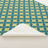 Couverture Sherpa Mi-siècle Mod Géométrique Rétro Moderne Bleu Vert (3/4)