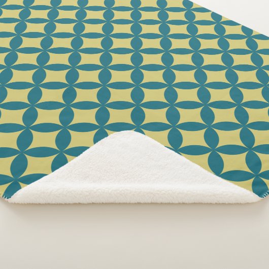 Couverture Sherpa Mi-siècle Mod Géométrique Rétro Moderne Bleu Vert (3/4)