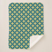 Couverture Sherpa Mi-siècle Mod Géométrique Rétro Moderne Bleu Vert (Devant)