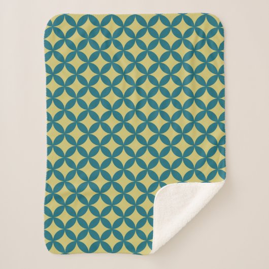 Couverture Sherpa Mi-siècle Mod Géométrique Rétro Moderne Bleu Vert (Devant)
