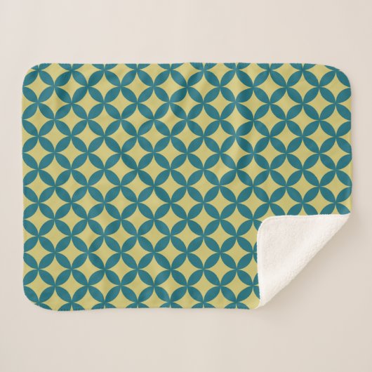 Couverture Sherpa Mi-siècle Mod Géométrique Rétro Moderne Bleu Vert (Devant (Horizontal))