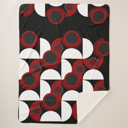 Couverture Sherpa Mi-siècle moderne rouge, noir et gris (Devant)