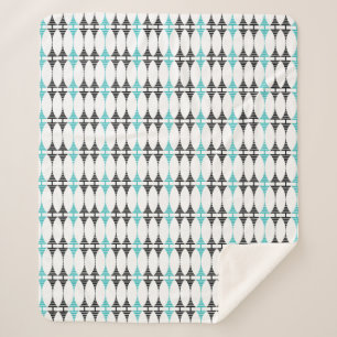 Couverture Sherpa Mid Century Mod Style atomique turquoise noir