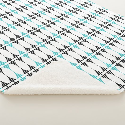 Couverture Sherpa Mid Century Mod Style atomique turquoise noir (3/4)