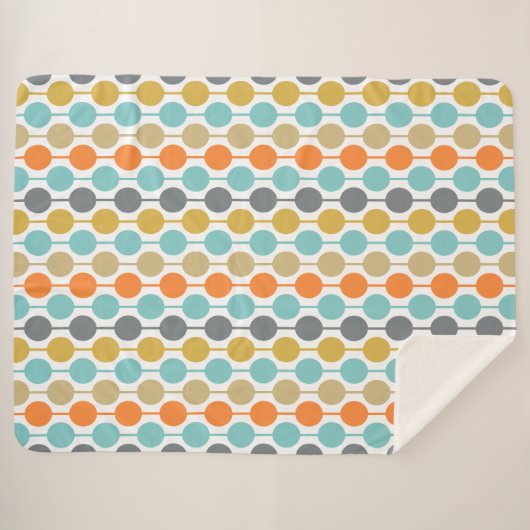 Couverture Sherpa Mid-Century Modern Retro Geometric Circles Pattern (Devant (Horizontal))