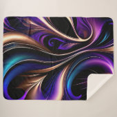 Couverture Sherpa Midnight Bloom - Violet foncé, sarcelle et or Abst (Devant (Horizontal))