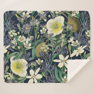 Couverture Sherpa Midnight Floral Vintage Botanique Sherpa Blanket