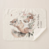Couverture Sherpa Mignon bébé écureuil mère Nom Date de naissance (Devant (Horizontal))