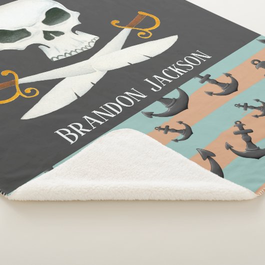 Couverture Sherpa mignon bébé garçon pirate ajouter le nom (3/4)