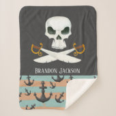 Couverture Sherpa mignon bébé garçon pirate ajouter le nom (Devant)