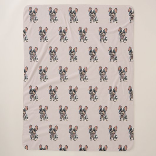Couverture Sherpa Mignon Bouledogue Français (Devant)