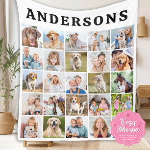 Couverture Sherpa Mignon Collage de 25 Photos Personnalisées Famille
