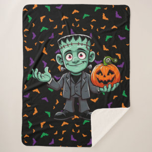 Couverture Sherpa Mignon monstre de Frankenstein de dessin animé
