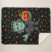 Couverture Sherpa Mignon monstre de Frankenstein de dessin animé (Devant (Horizontal))