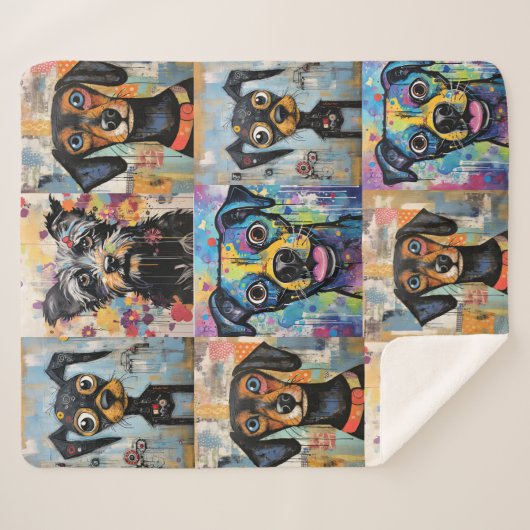 Couverture Sherpa Mignonne chiot drôle Chien Mélange Média Animal An (Devant (Horizontal))