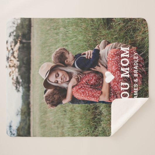 Couverture Sherpa Mignonne COEUR T'AIME MÈRE Fête des Mères Photo (Devant (Horizontal))