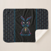 Couverture Sherpa Mignonne Eyes Rabbit en Yoga Pose Méditation (Devant (Horizontal))