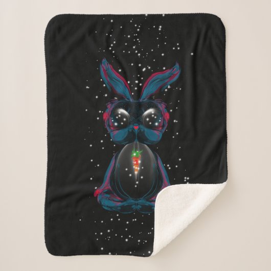 Couverture Sherpa Mignonne Eyes Rabbit en Yoga Pose Méditation (Devant)
