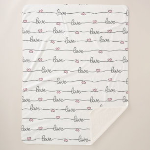 Couverture Sherpa Mignonne main tiré amour Motif sans couture
