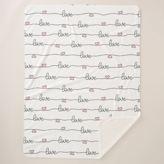 Couverture Sherpa Mignonne main tiré amour Motif sans couture (Devant)