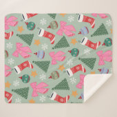 Couverture Sherpa Mignonne Menthe verte de Noël (Devant (Horizontal))