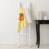 Couverture Sherpa Mignonne Renard coureur sur Jaune (En situation)