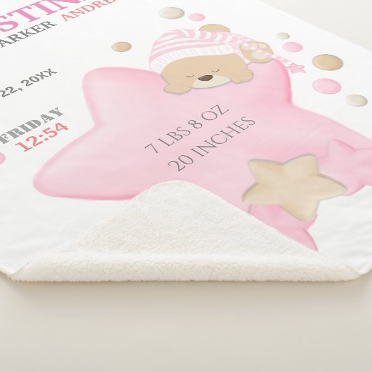 Couverture Sherpa Mignonne Sleeping Teddy Ours Bébé Fille Statistiqu (3/4)