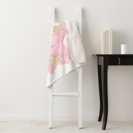 Couverture Sherpa Mignonne Sleeping Teddy Ours Bébé Fille Statistiqu (En situation)