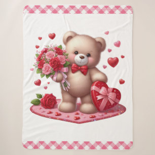 Couverture Sherpa Mignonne Valentine's Day Teddy Bear