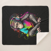 Couverture Sherpa Mignons Singe Écouter Musique, Musique Singe Obséd (Devant (Horizontal))