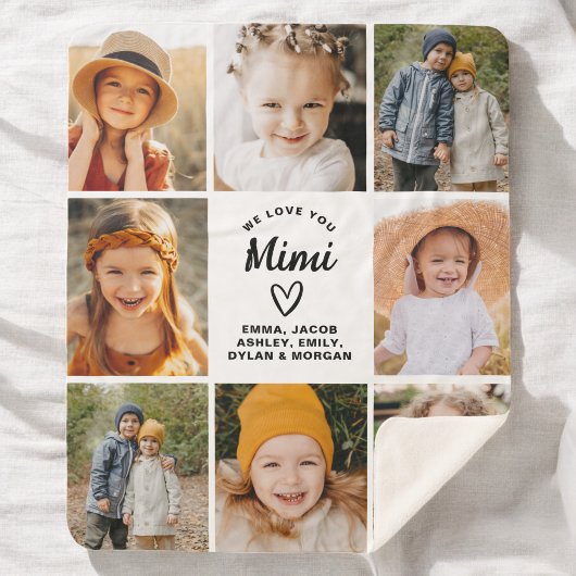 Couverture Sherpa MiMi We Love you Hearts Modern Photo Collage