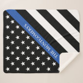 Couverture Sherpa Mince Ligne bleue Police Indicateur Nom du monogra (Devant (Horizontal))