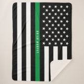 Couverture Sherpa Mince Ligne verte Drapeau Militaire Monogramme Gra (Devant)