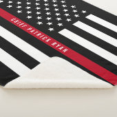 Couverture Sherpa Mince Red Line American Flag Monogramme Petit (3/4)