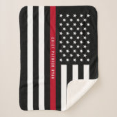 Couverture Sherpa Mince Red Line American Flag Monogramme Petit (Devant)