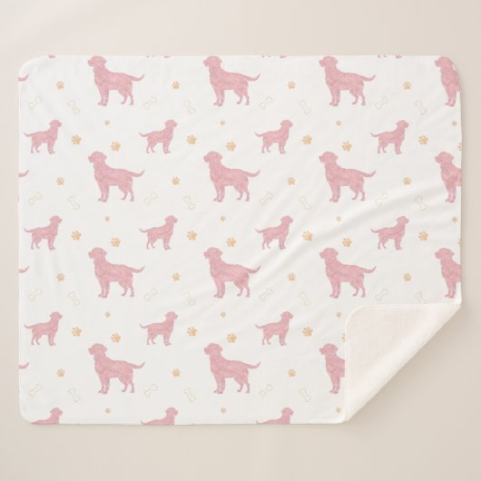 Couverture Sherpa Minimal Pastel pink Labrador Retriever Blanket (Devant (Horizontal))