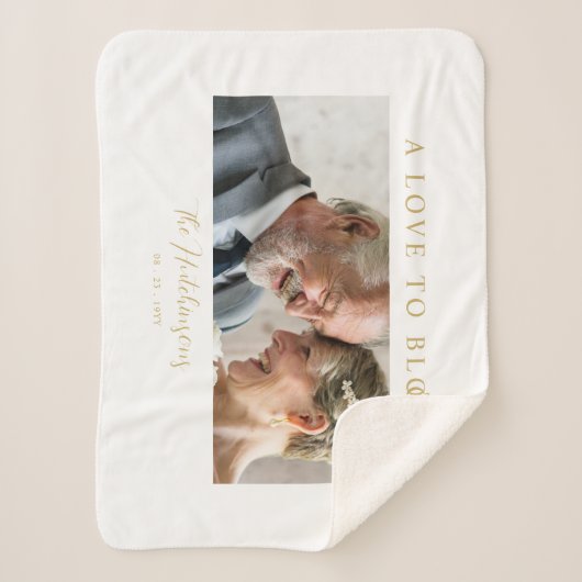 Couverture Sherpa Minimalist Romantic Wedding Anniversary in Gold (Devant)