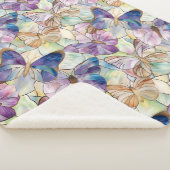 Couverture Sherpa Mint Aqua Bleu Papillons pourpres (3/4)